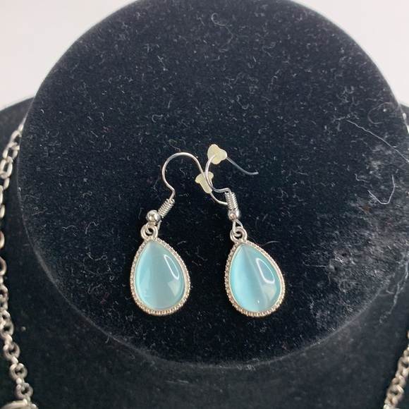 Silver and Light Blue statement Necklace and matching earrings - Picture 2 of 10